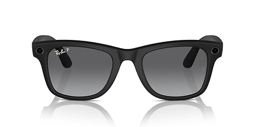 Ray-Ban Meta (Gen 1), Wayfarer, Large Matte Black | Smart AI Glasses for Men, Women - 12 MP Camera, Open-Ear Speakers, Video, Bluetooth — Polarized Gradient Graphite Lenses - Wearable Technology Meta