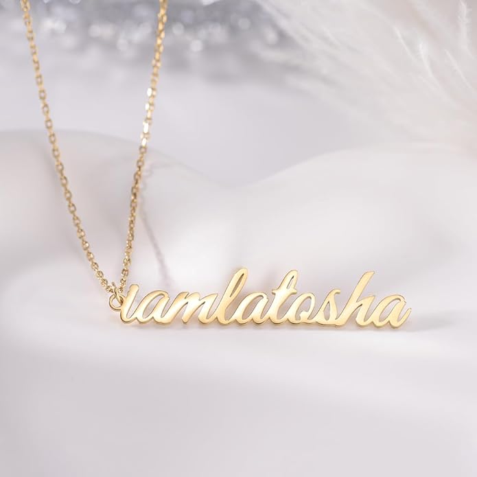 TinyName Custom Name Necklace Personalized 18K Gold Plated Nameplate Customized Jewelry Gift for Women TinyName