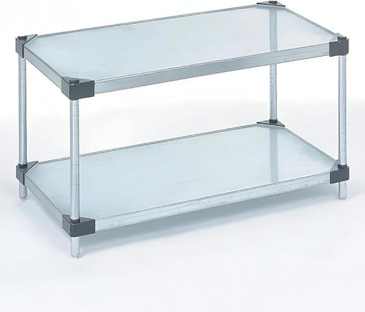 Omega 2-Tier Solid Galvanized Shelves, 14" Deep x 60" Wide x 34" HighHeavy Duty Storage Rack, Shelving Unit, NSF Certified, Ideal for Kitchen Garage Office Restaurant Warehouse 800-lb Weight Capacity