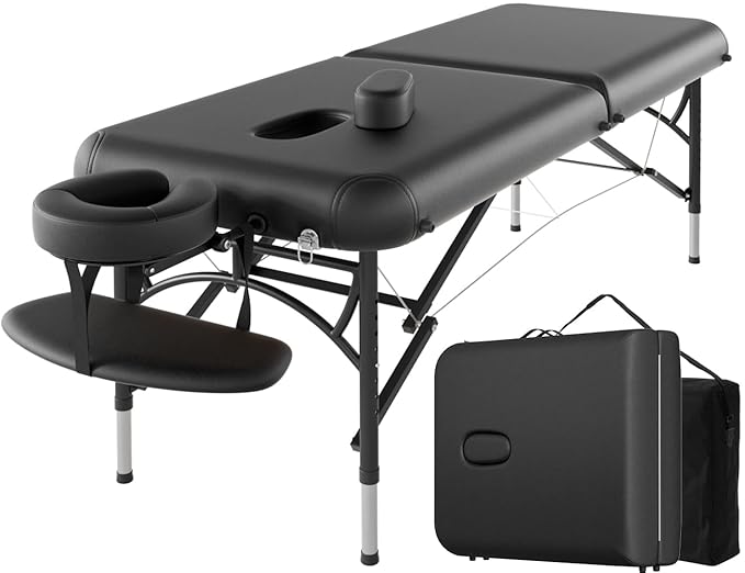 CLORIS 84" Professional Massage Table Portable 2 Folding Lightweight Facial Solon Spa Tattoo Bed Height Adjustable with Carrying Bag & Aluminium Leg Hold Up to 1100LBS CLORIS-Direct