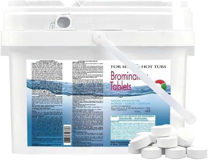 5LB Bromine Tablets for Hot Tubs & Spas –1 inch Fast Dissolving, Low Odor, Long-Lasting Sanitizer Kick Boosters