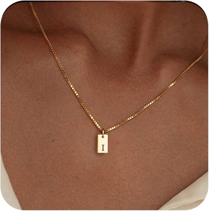 Stocking Stuffers Initial Necklaces for Women 14K Gold Plated Letter Necklace Dainty Name Pendant Necklace Personalized Christmas Gifts for Women Trendy Gold Jewelry FissenJewelry