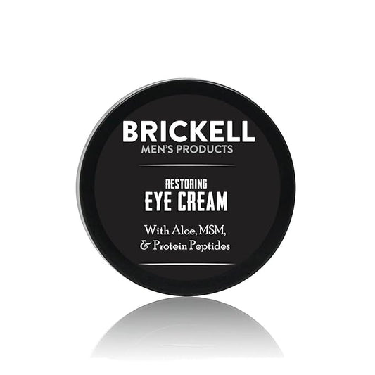Brickell Men's Restoring Under Eye Cream for Men, Natural and Organic Anti Aging Eye Balm To Reduce Puffiness, Wrinkles, Dark Circles, Crows Feet and Under Eye Bags, 0.5 Ounce, Unscented BrickellMensProducts