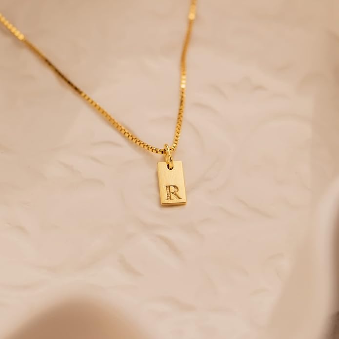 Stocking Stuffers Initial Necklaces for Women 14K Gold Plated Letter Necklace Dainty Name Pendant Necklace Personalized Christmas Gifts for Women Trendy Gold Jewelry FissenJewelry