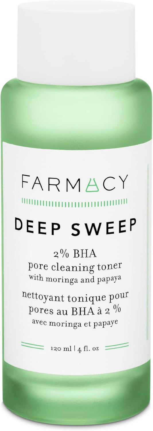 Farmacy 2% Salicylic Acid Toner for Face - Deep Sweep Gentle BHA Exfoliant for Oily Skin - Refines Texture with Papaya Enzymes & Moringa Water for a Healthy-Looking Complexion (120ml) Farmacy