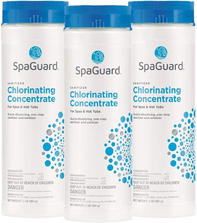 SpaGuard Spa Chlorinating Concentrate, 2 lb, Pack of 3, Advanced Spa Water Treatment for Hot Tubs and Spas, Quick Dissolving Oxidizer SpaGuard