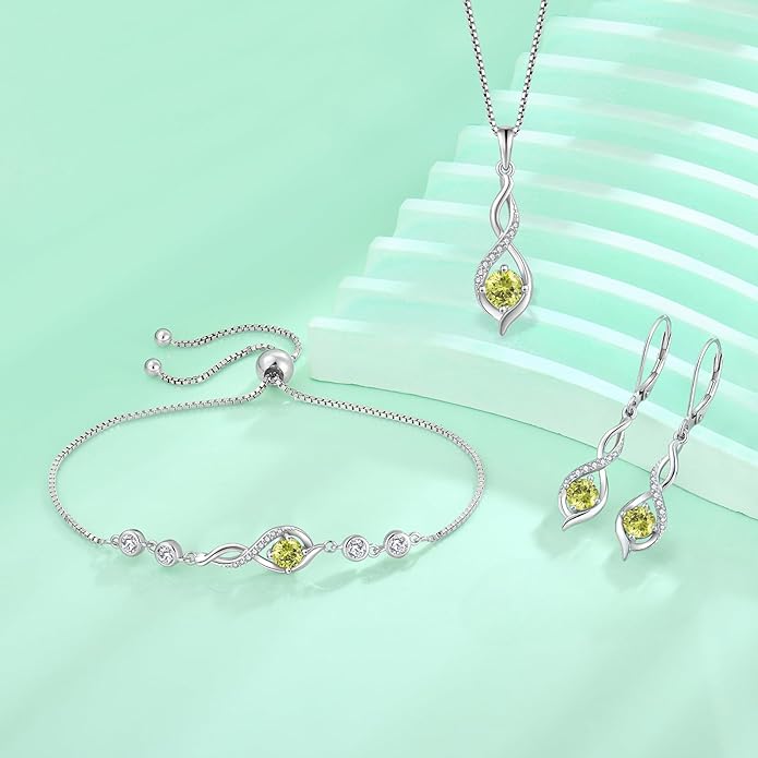 Infinity Dangle Drop Earrings for Women 925 Sterling Silver Leverback Earrings with Birthstone Jewelry Gifts for Women BlaniyJewelry