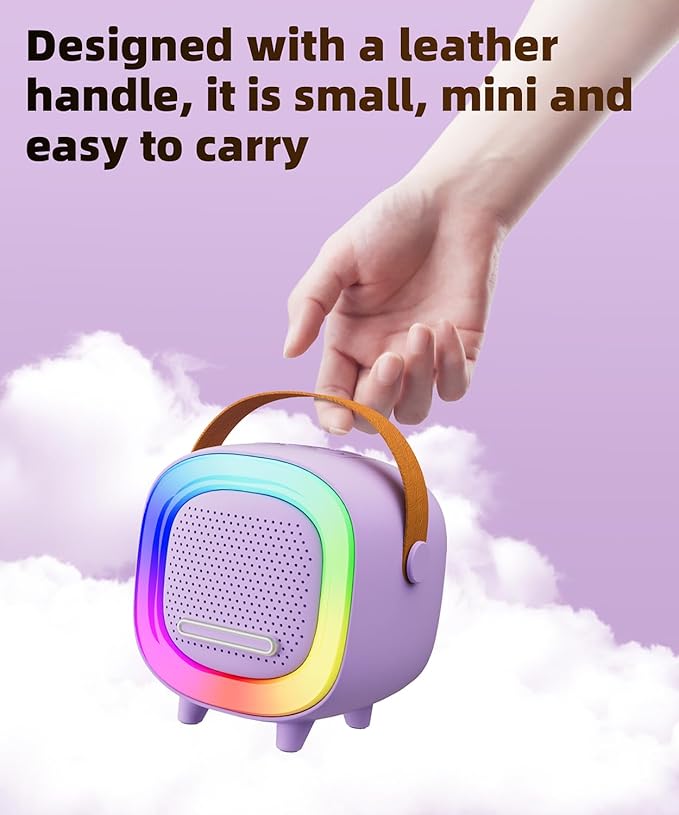 Mini Karaoke Machine Speaker for Kids Adults, Portable Bluetooth with 1 Wireless Microphones, Children's Day Birthday Gift Ideas for Toys for Teens Boys and Girls Aged 4, 5, 6, 7, 8, 9, 10, 11, 12+ Kick Boosters
