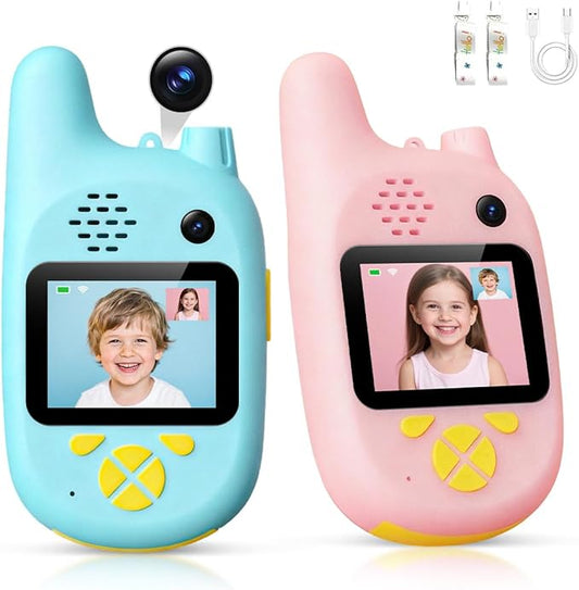 Kids Video Walkie Talkies with Front & Rear Cameras, Real-Time Video Call, Voice Chat, Photo & Emoji Messaging, Dual Camera Switch, Fun Interactive Walkie Talkies for Boys & Girls Ages 3–12 Yositochuan