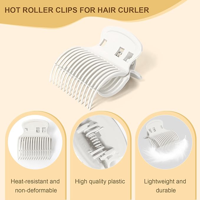 Hot Roller Clips -10PCS Hair Roller Clips - Hair Curler Claw Clip - Replacement Roller Clip for Women Girls Hair Section Styling - White