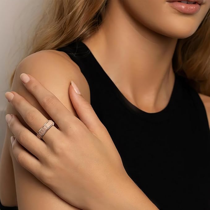 OreilleStar Fidget Spinner Anxiety Ring for Women: Fidget Toys Adults Cute Jesus Thumb Ring Stainless Steel Gold Silver Size 5 6 7 8 9 10 (Rose Gold, 10)