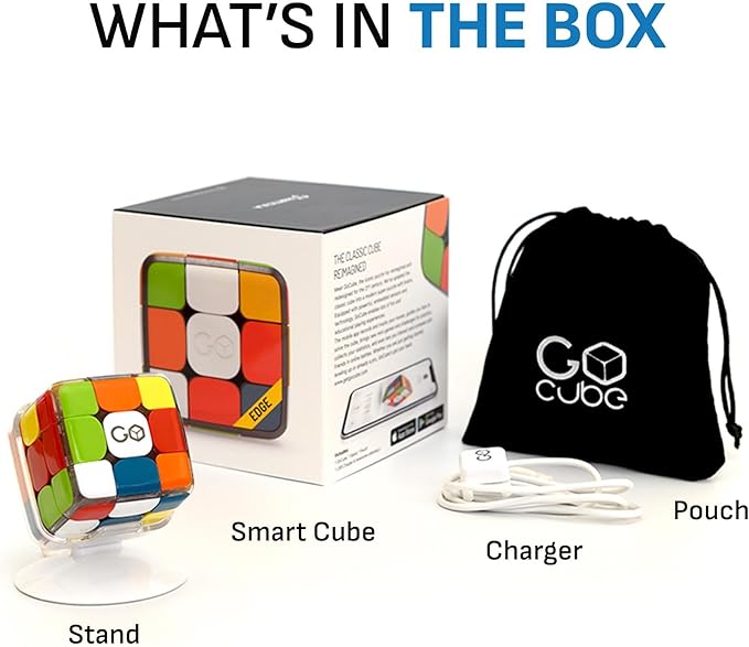 GoCube Edge, The Connected Electronic Bluetooth Cube - Award-Winning 3x3 Magnetic Speed Cube - App Enabled Interactive Smart Cube - Best Gift for Kids & Adults - STEM Brain Teaser Puzzles - Free App Particula