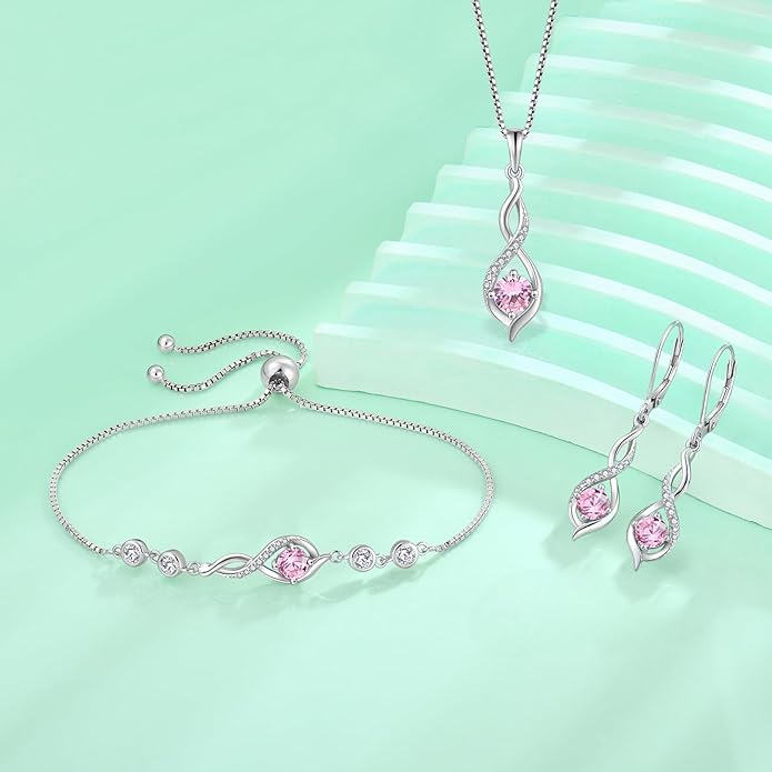 Infinity Dangle Drop Earrings for Women 925 Sterling Silver Leverback Earrings with Birthstone Jewelry Gifts for Women BlaniyJewelry