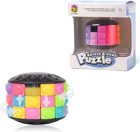 R.Y.TOYS Rotate and Slide Puzzle-Design Patent,Fidget Toys(Restore Order/Create Patterns) 12 Colors,3 Layers-Open Cover for Quick Play,Brain Teaser,Sensory Toys,Birthday Gifts,Stocking Stuffers