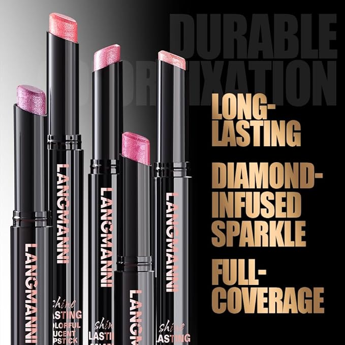 Jolilab 10 Colors Shimmer Lipstick Set, Fine Subtle Glitter, Long-Wearing & Moisturizing, Assorted Daily Wear Shades, Great Gift for Makeup Lovers（Shiny SetA