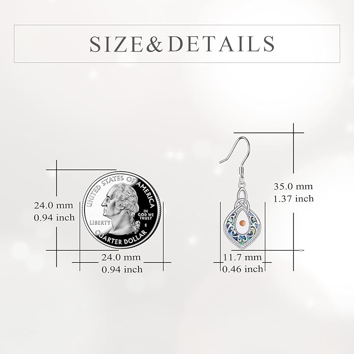 YFN Filigree Moonstone Dragonfly Earrings Sterling Silver Teardrop Bohemian Irish Celtic Knot Drop Dangle Earrings Abalone Shell Jewelry Gifts for Women YFN