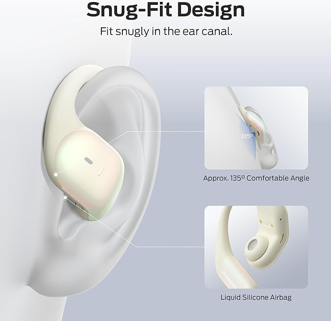 Monster Open Ear AC326 Headphones, Bluetooth 6.0 Wireless Earbuds with Dual-Mic Clear Calls, Air Conduction Headphones with Ear Hooks, Spatial Audio, Snug Fit, 35H Playtime, IPX5 for Sports, White Monster