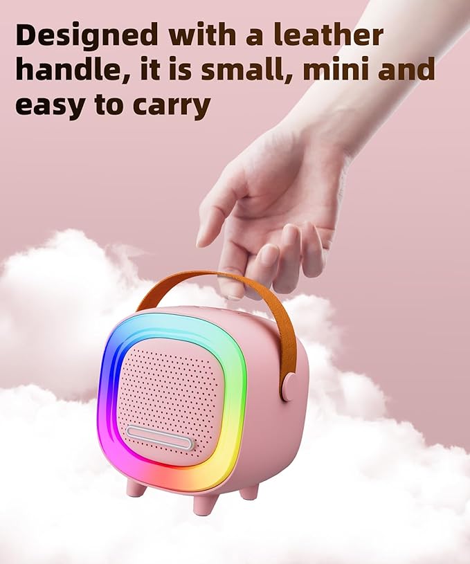 Mini Karaoke Machine Speaker for Kids Adults, Portable Bluetooth with 1 Wireless Microphones, Children's Day Birthday Gift Ideas for Toys for Teens Boys and Girls Aged 4, 5, 6, 7, 8, 9, 10, 11, 12+ Kick Boosters