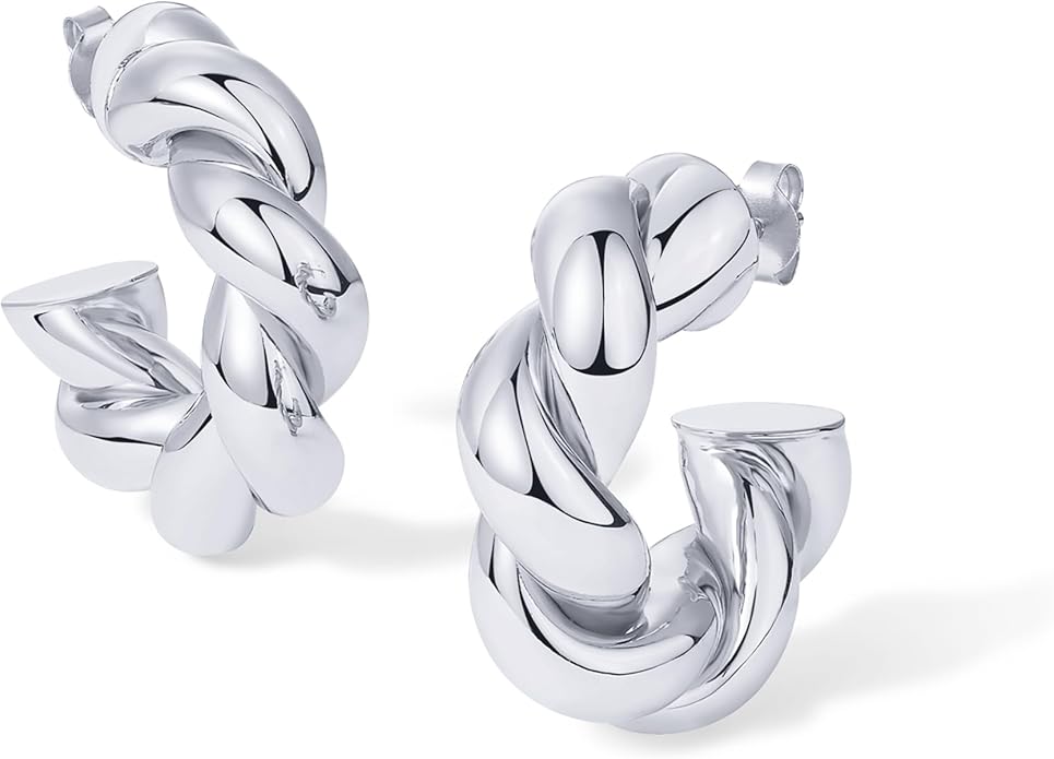 PAVOI 14K Gold Plated Chunky Twisted Puffed Rope Hoop Earrings for Women | Gold Earring Pair PAVOIJewelry