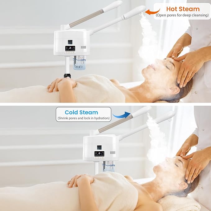 2 in 1 Hot and Cold Facial Steamer,Professional Face Steamer on Wheels for Beauty Salon, Spa or Home Use SalonSe%C3%B1or