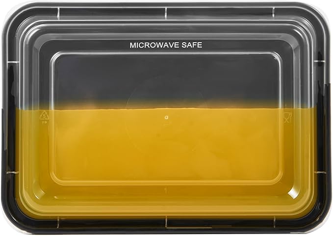 FULING 50 Pack Meal Prep Plastic Food Storage Containers With Lids 28 oz 1 Compartment Black Rectangular Reusable To Go Lunch Prepping Boxes BPA-Free Microwavable Freezer Dishwasher Safe Stackable FULING