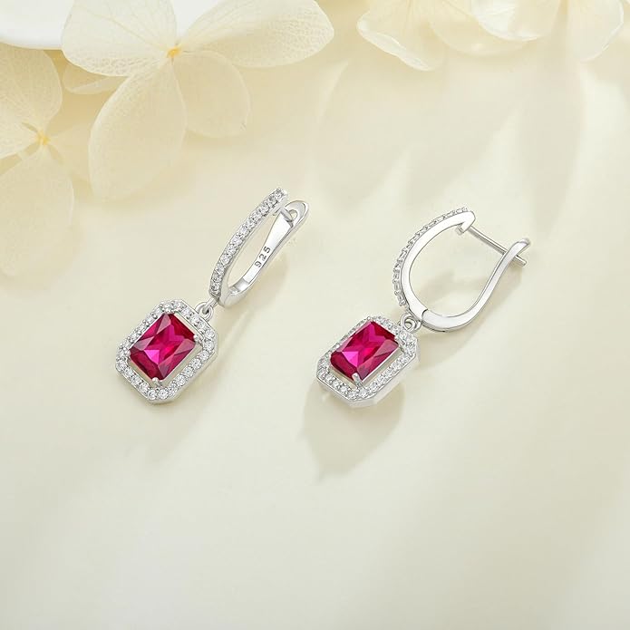 Women's Solitaire Dangle Drop Earrings 925 Sterling Silver Pure Square Huggie Earrings Hoop Dangle Drop Earrings Jewelry Gift WisbalJewelry