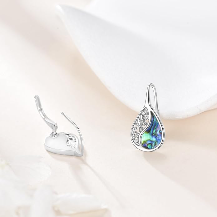 YFN Filigree Moonstone Dragonfly Earrings Sterling Silver Teardrop Bohemian Irish Celtic Knot Drop Dangle Earrings Abalone Shell Jewelry Gifts for Women YFN