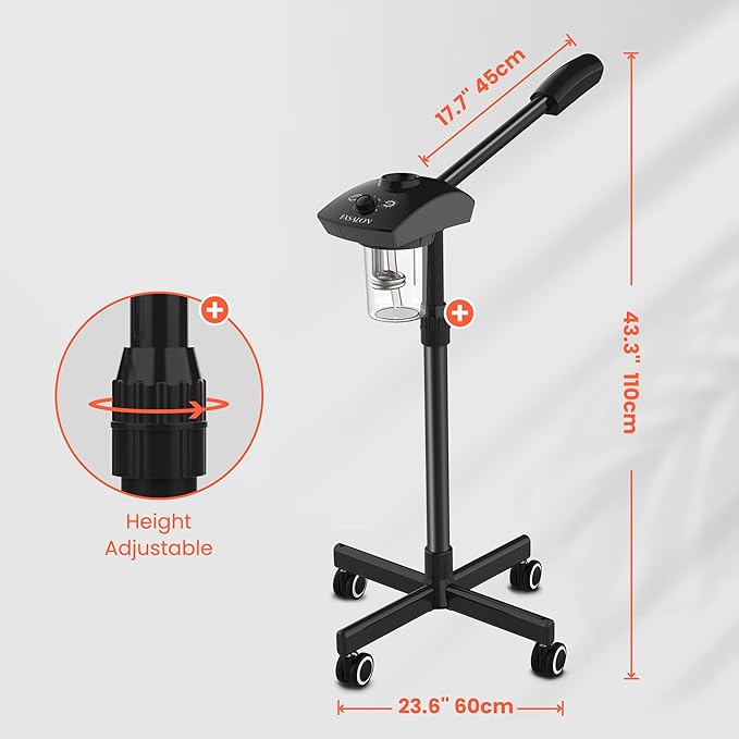 TASALON Ionic Facial Steamer, Professional Face Steamer for Facial, Esthetician Steamer for Face Spa and Salon Beauty, Hot Ionic Mist Face Steamer for Facial Deep Cleaning Skin Care Equipment- Black TASALON