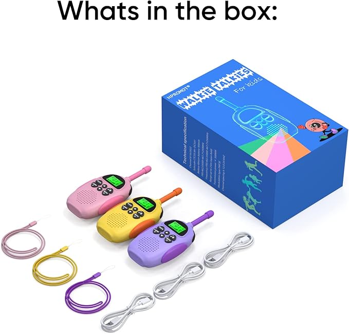 Walkie Talkies for Kids Rechargeable 3 Pack Walkie Talkies, Long Range 22 Channels 2 Way Radio Kids Birthday Toy Gift for 3-12 Year Old Boys Girls Outdoor Adventures Camping Hiking HPROMOT