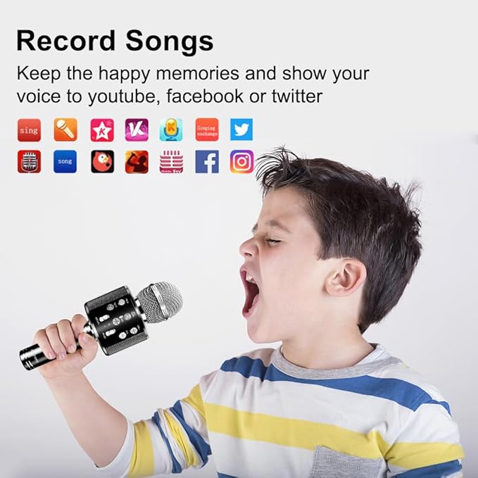 Microphone for Kids, Voice Changing Karaoke Micorphones Boys Girls Gifts for Kids Party Singing Microphone, White Elephant Gift for Adults FINYIORE