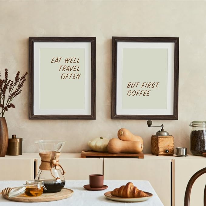 KTKDE 10x12 Picture Frame Set of 5,Walnut Wooded Shatter Resistant Glass, Vertical & Horizontal Wall Hanging for Wall or Tapletop Display,Studio Gallery Photo Frame for Photos, Posters & Art Prints KTKDE