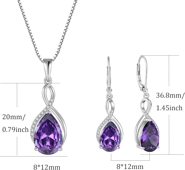 Earrings for Women 8x12mm Birthstone Sterling Silver Infinity Dangle Drop Leverback Earring EJARY