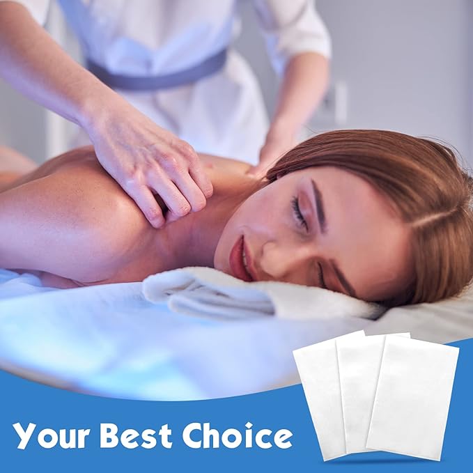 Tegeme 150 Pieces Disposable Massage Table Sheets 31" x 70" Waterproof Bed Sheets Non Woven Bed Cover for Massage Table Beauty Salons Tatto Spa Hotels(White) Tegeme
