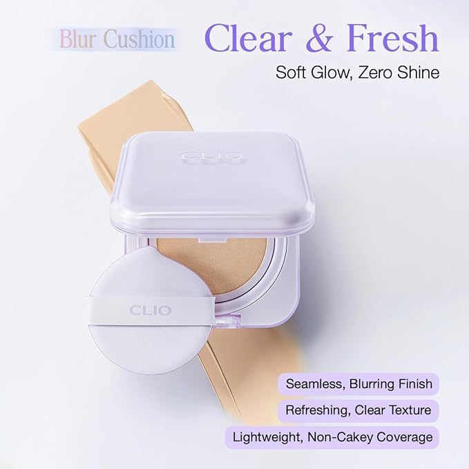 CLIO Kill Cover Mesh Blur Cushion Foundation, Flawless Full Coverage, Pore Blurring for Smooth Skin, Semi-Matte Finish, Long-Lasting, Lightweight, Oil-Control, Korean Foundation (21C LINGERIE)