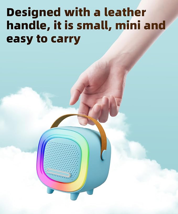 Mini Karaoke Machine Speaker for Kids Adults, Portable Bluetooth with 2 Wireless Microphones, Children's Day Birthday Gift Ideas for Toys for Teens Boys and Girls Aged 4, 5, 6, 7, 8, 9, 10, 11, 12+ Kick Boosters