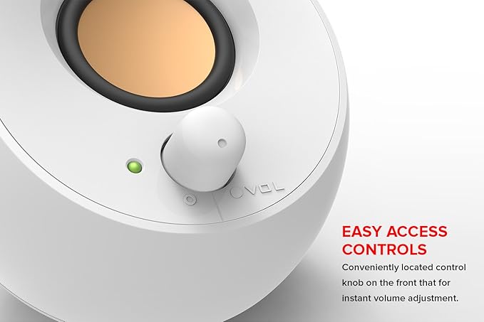 Creative Pebble 2.0 USB-Powered Desktop Speakers with Far-Field Drivers and Passive Radiators for PCs and Laptops (White) CreativeLabs
