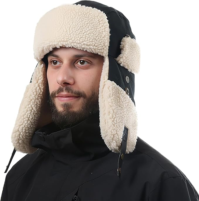 Ushanka Trapper hat, Winter Russian Hats for Men & Women Bomber Hat with Ear Flaps Warm Eskimo Trooper Hats HIKERBRO