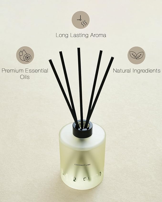 M&SENSE Coconut Lime Reed Diffuser Set - 16.9 fl oz Long-Lasting Scent, Large Natural Oil Diffuser with Sticks, Non-Toxic Aromatherapy Diffuser Gift for Home, Spa & Bedroom MSENSE
