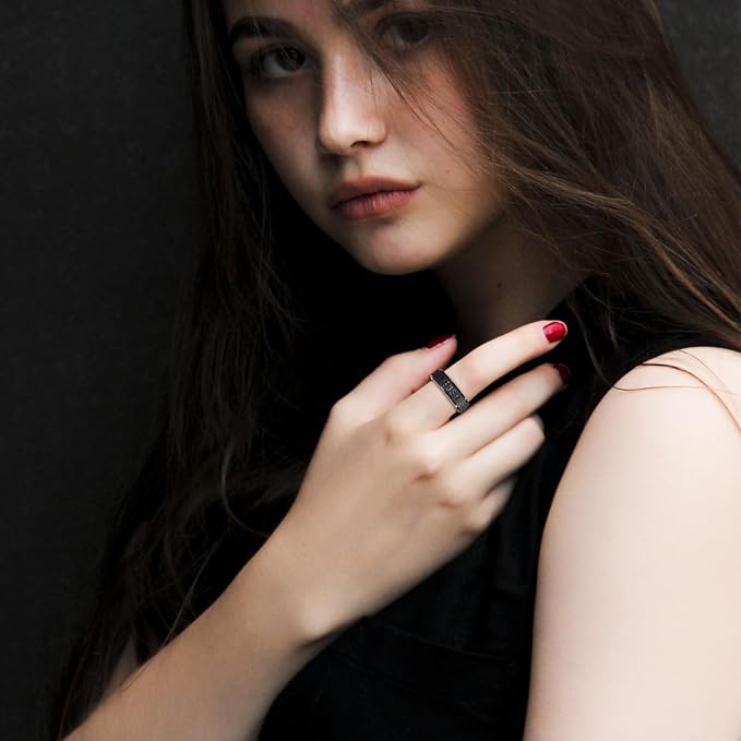 Fidget Spinner Anxiety Ring for Women: Fidget Toys Adults Cute Jesus Thumb Ring Stainless Steel Gold Silver Size 5 6 7 8 9 10 (Black, 8)