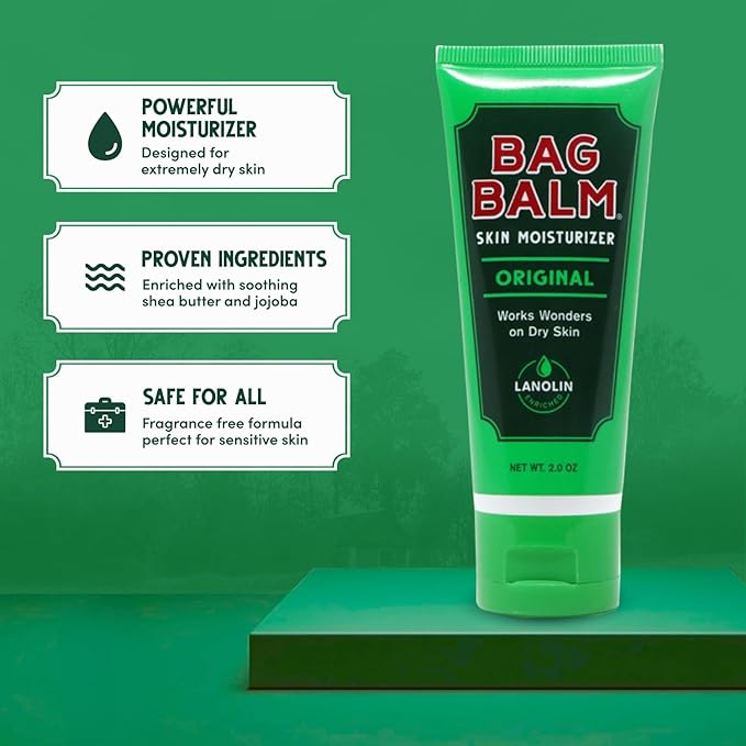 Bag Balm Vermont's Original Hand Moisturizer, Hand Balm for Dry Skin, Cracked Hands, Heels & Dry Hands Treatment, For Dogs and More Ointment, Dry Skin Lotion (2oz Tube (Pack of 2)) BagBalm