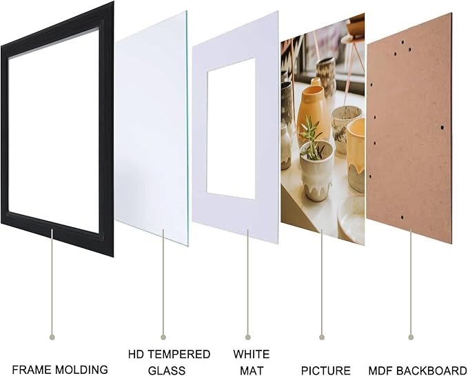 KTKDE 13x19 Picture Frame Set of 3,Black Wooded Shatter Resistant Glass, Vertical & Horizontal Wall Hanging for Wall Display,Studio Gallery Photo Frame for Photos, Posters & Art Prints KTKDE