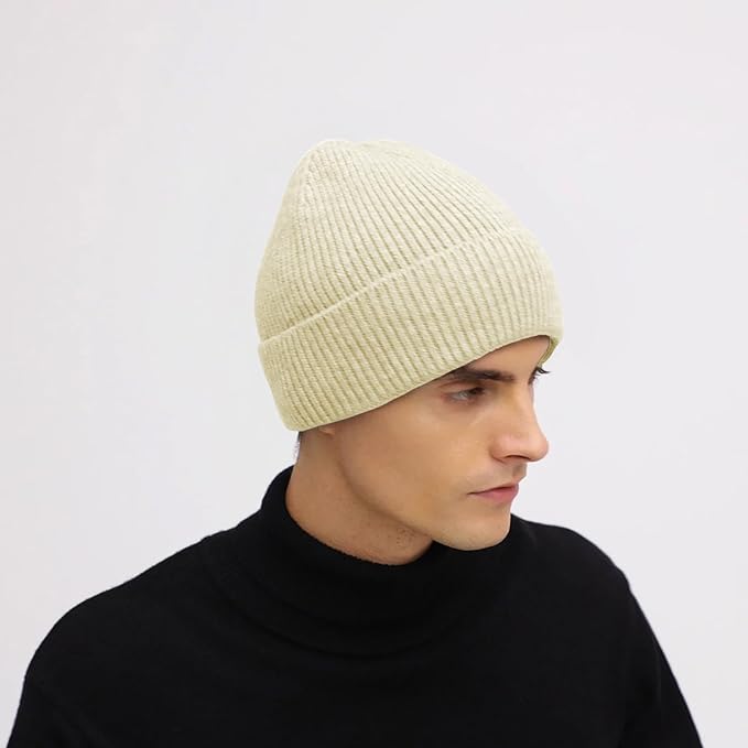 ZOORON Warm Knit Beanie for Men Women Winter Hat, Thick Fisherman Beanies Cuffed Plain Skull Caps ZOORON
