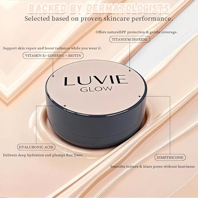 Luvie Glow Foundation Cushion, 2026 New Mushroom Head Air Cushion CC Cream, Full Coverage Foundations for Mature Skin, BB Cream for All Skin Types (Natural) TWWKDD