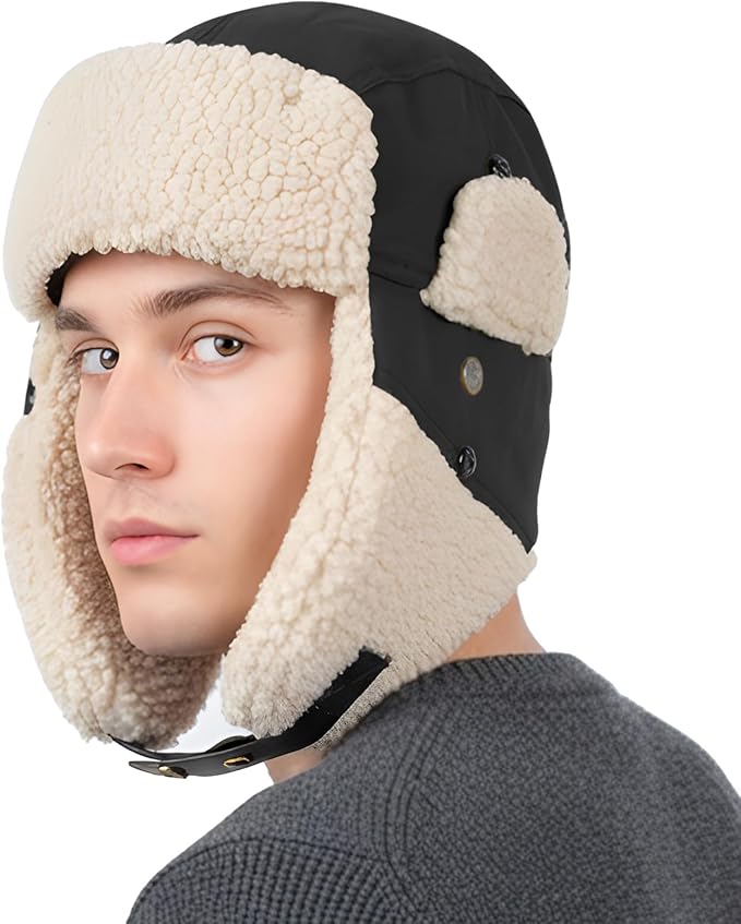 Ushanka Trapper hat, Winter Russian Hats for Men & Women Bomber Hat with Ear Flaps Warm Eskimo Trooper Hats HIKERBRO