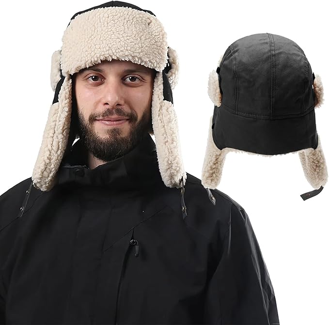 Ushanka Trapper hat, Winter Russian Hats for Men & Women Bomber Hat with Ear Flaps Warm Eskimo Trooper Hats HIKERBRO