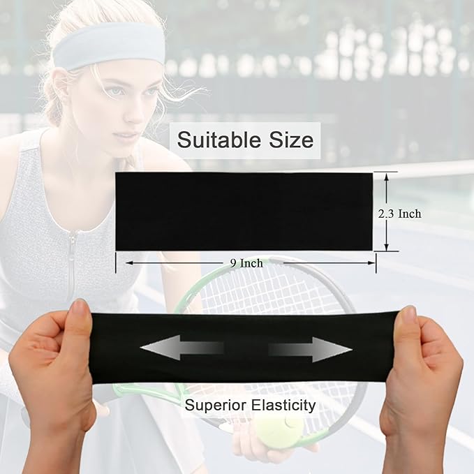 9PCS Headbands for Women and Men Stretchy Headband Soft Hair Band Fashion Head Bands for Women's Hair Workout Yoga Running Unisex Accessories Multi-color Kick Boosters