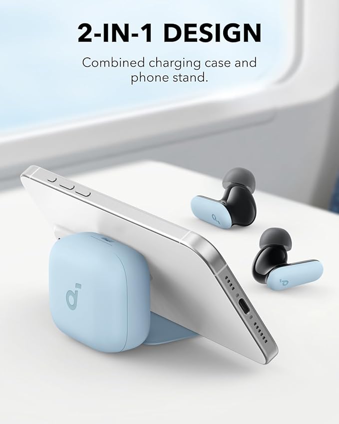 Soundcore P30i by Anker Noise Cancelling Earbuds, Strong and Smart Noise Cancelling, Powerful Bass, 45H Playtime, 2-in-1 Case and Phone Stand, IP54, Wireless Earbuds, Bluetooth 5.4 (Blue) soundcore