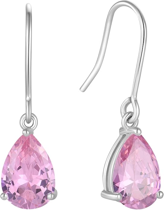 925 Sterling Silver 7x10MM Teardrop Birthstone Earrings, Solitaire Dangle Fish Hook Earrings for Women, Prom Jewelry Gifts RaymardJewelry