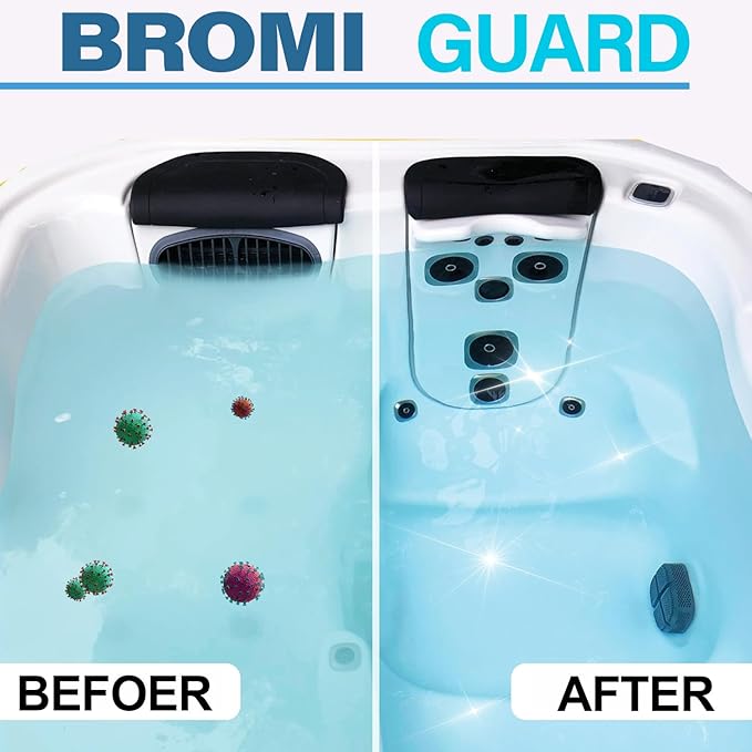 【1 Inch 5.5 Lbs】 Bromine Tablets for Spa Hot Tub Chemical Tabs Brominating Tablets Spa Hot Tub Chemical Sanitizer BROMIGUARD