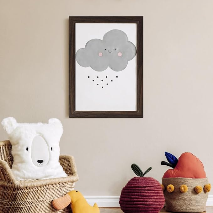 KTKDE 5x7 Picture Frame Set of 5,Walnut Wooded Shatter Resistant Glass, Vertical & Horizontal Wall Hanging for Wall or Tapletop Display,Studio Gallery Photo Frame for Photos, Posters & Art Prints KTKDE